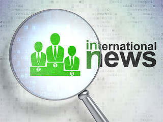 Image showing News concept: Business Team and International News with optical glass