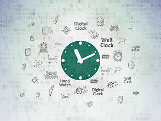 Image showing Timeline concept: Clock on Digital Paper background