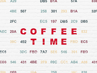 Image showing Time concept: Coffee Time on wall background