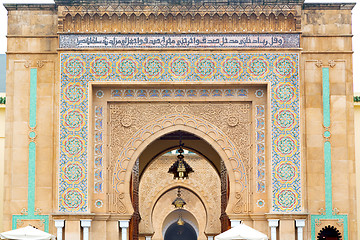 Image showing old door in morocco africa ancien   wall ornate blue