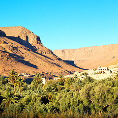 Image showing construction  in    valley  morocco    africa the atlas dry moun