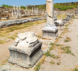 Image showing perge old construction in asia turkey the column  and the roman 