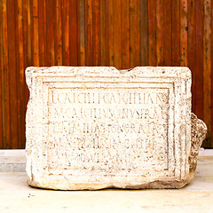 Image showing tombstone in africa morocco graveyard marble and concrete