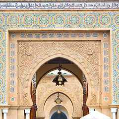 Image showing old door in morocco africa ancien and wall ornate blue