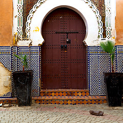Image showing old door in morocco africa ancien and wall ornate brown