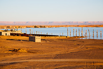 Image showing sunshine in the lake yellow  desert of morocco     dune