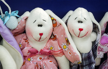 Image showing Needlework, original toys in the form of amusing dolls