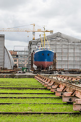 Image showing Ship on the stocks in the shipyard