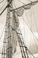 Image showing Mast and sailboat rigging, toning