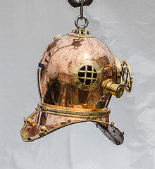 Image showing Copper old diving helmet, close-up