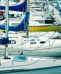 Image showing Moored to a yacht in the harbor  