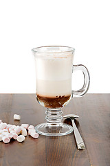 Image showing A glass of hot chocolate with marshmallows