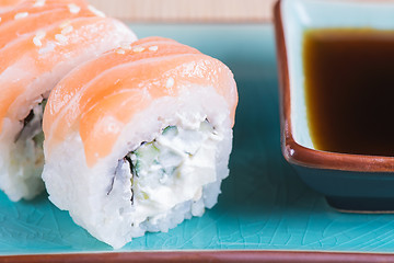 Image showing California maki sushi with salmon