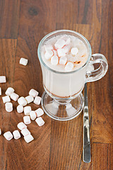 Image showing Top view to the hot chocolate with marshmallows