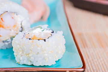 Image showing California maki sushi with tempura shrimp