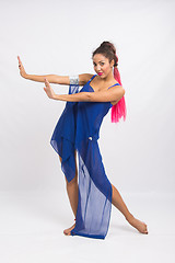 Image showing Beautiful dancer performs a dance elements