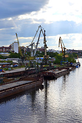 Image showing River port on the Tura River in Tyumen, Russia