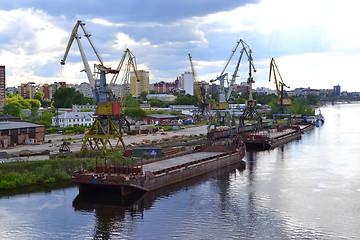 Image showing River port on the Tura River in Tyumen, Russia