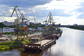 Image showing River port on the Tura River in Tyumen, Russia