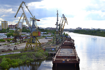 Image showing River port on the Tura River in Tyumen, Russia