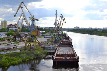 Image showing River port on the Tura River in Tyumen, Russia
