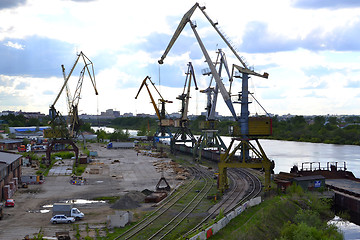 Image showing River port on the Tura River in Tyumen, Russia