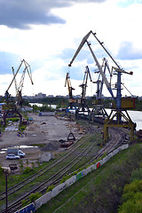 Image showing River port on the Tura River in Tyumen, Russia