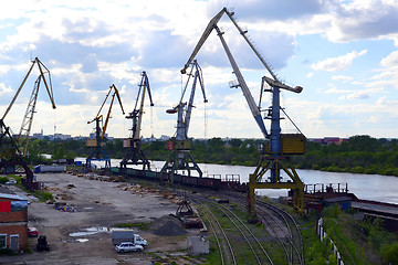 Image showing River port on the Tura River in Tyumen, Russia