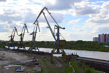 Image showing River port on the Tura River in Tyumen, Russia