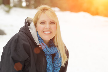 Image showing Attractive Woman Having Fun in the Snow