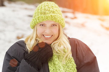 Image showing Attractive Woman Having Fun in the Snow