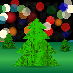 Image showing Set of Green Polygonal Trees
