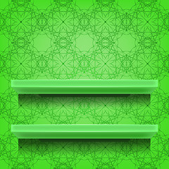 Image showing Vector Green Shelves  on Ornamental  Background