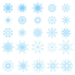 Image showing Set of Different Blue Snowflakes