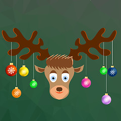 Image showing Cute Cartoon Deer with Colorful Glass Balls