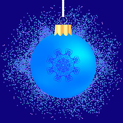 Image showing Glass Ball on Blue Confetti Background