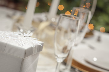 Image showing Christmas Gift with Place Setting at Table