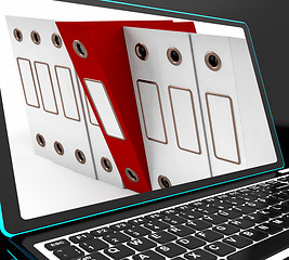 Image showing Red File On Laptop Shows Files Arranging