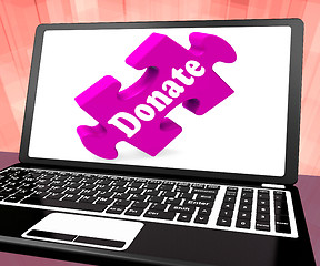 Image showing Donate Laptop Shows Charity Donating Donations And Fundraising