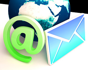 Image showing World Email Shows Communication Worldwide Through WWW