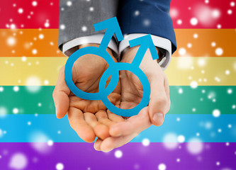 Image showing close up of happy male gay couple with love symbol