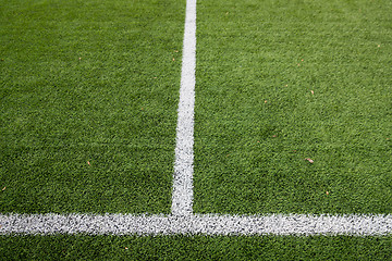 Image showing close up of football field with line and grass