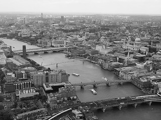 Image showing Black and white Aerial view of London