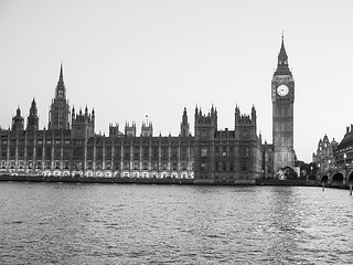 Image showing Black and white Houses of Parliament in London