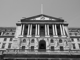 Image showing Black and white Bank of England in London