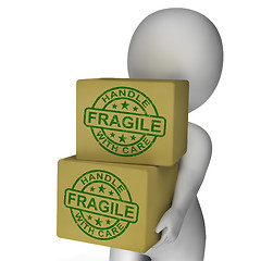 Image showing Fragile Stamp On Boxes Showing Breakable Or Delicate Products