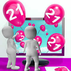 Image showing Number 21 Balloons from Monitor Show Online Invitation or Celebr