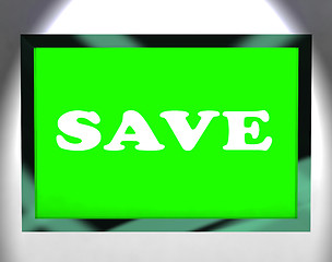 Image showing Save Screen Shows Promotion Sale Discount Or Clearance