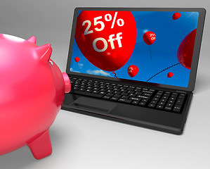Image showing Twenty-Five Percent Off On Laptop Shows Discounts