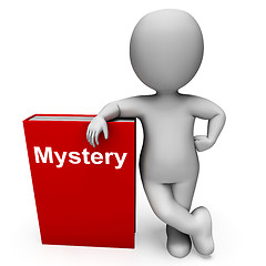 Image showing Mystery Book And Character Shows Fiction Genre Or Puzzle To Solv